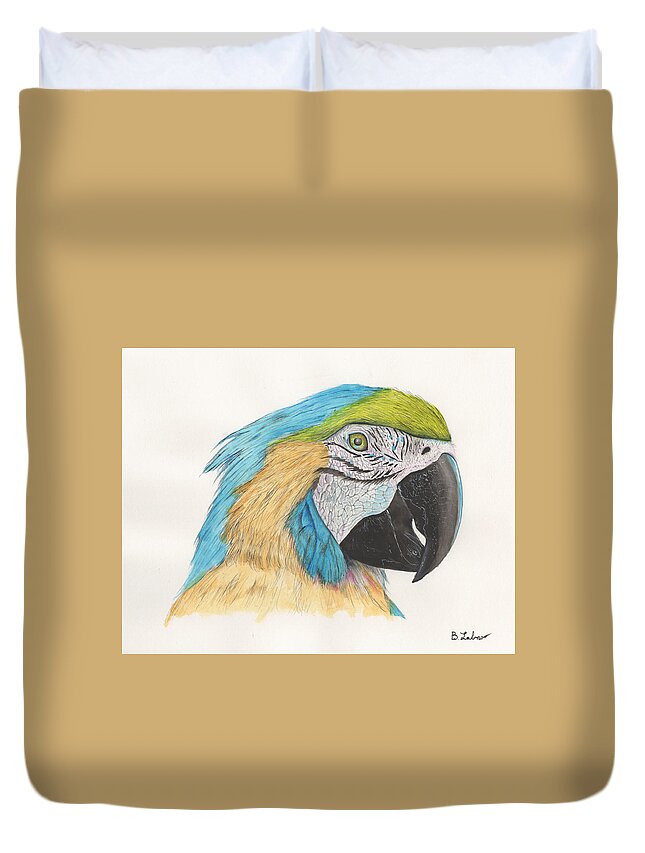 Macaw Duvet Cover featuring the painting Macaw by Bob Labno