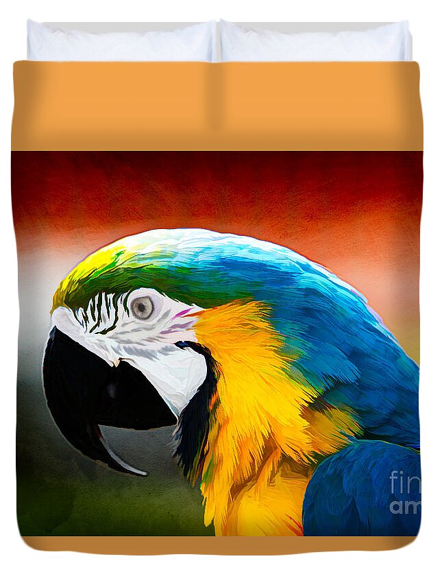 Birds Duvet Cover featuring the photograph Macaw Tropical Bird by Eleanor Abramson