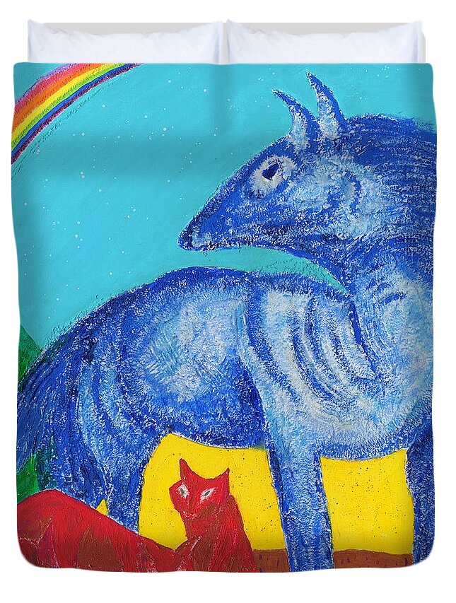 Blue Horse Duvet Cover featuring the painting Macke Marc and the Blue Horse by Phil Strang