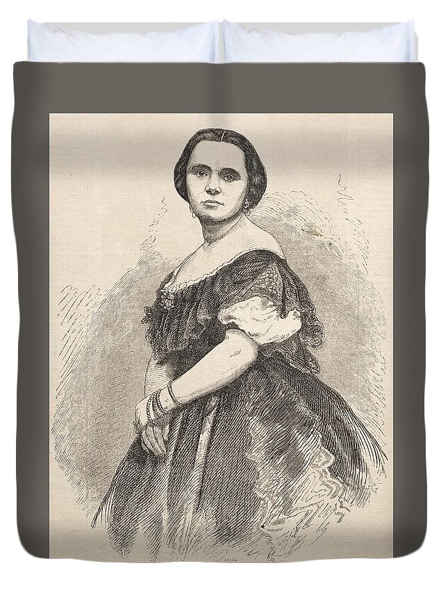 Winslow Homer Duvet Cover featuring the drawing Madame Laborde, the Prima Donna by Winslow Homer
