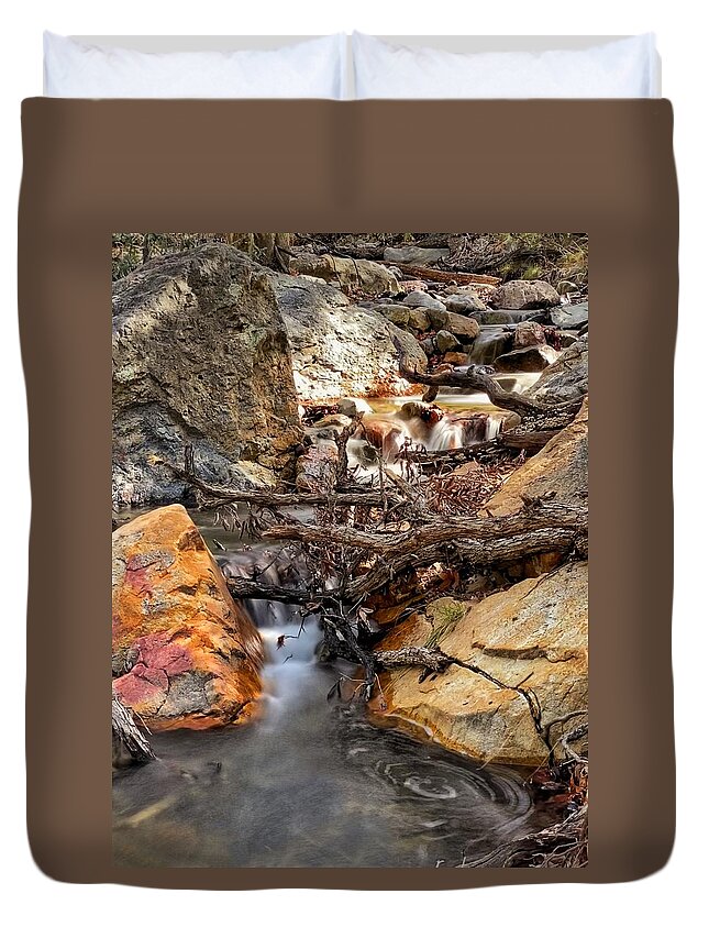 Madera Canyon Duvet Cover featuring the photograph Madera Canyon Waterfall by Jerry Abbott