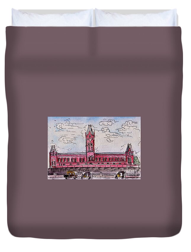 Madras City Duvet Cover featuring the painting Madras Central by Remy Francis