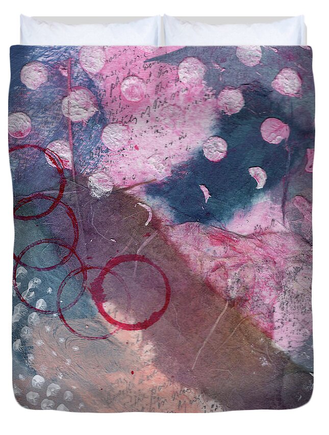 Collage Duvet Cover featuring the painting Magenta Collage 4 by Diane Maley