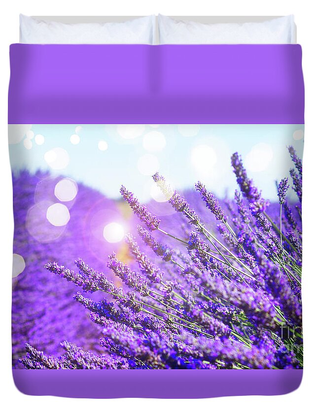 Lavender Duvet Cover featuring the photograph Magic Lavender by Anastasy Yarmolovich