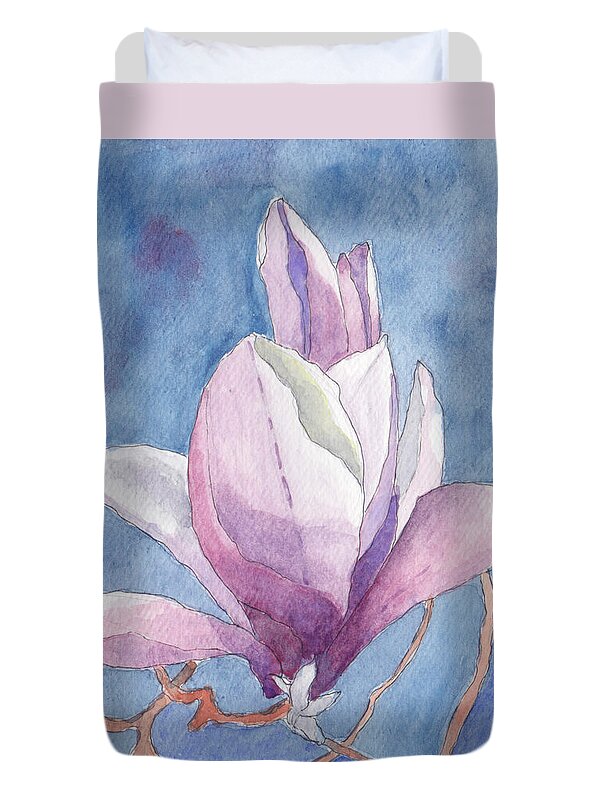 Trees In Spring Duvet Cover featuring the painting Magnolia by Anne Katzeff