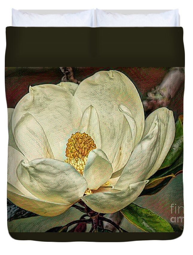 Magnolia Duvet Cover featuring the photograph Magnolia Beauty by Deborah Benoit