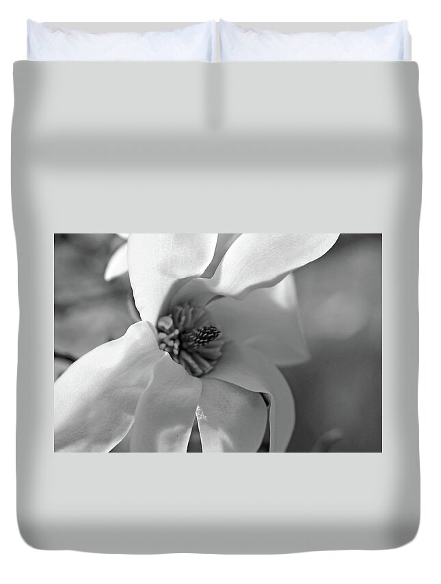 Magnolia Duvet Cover featuring the photograph Magnolia5471 BW by Carolyn Stagger Cokley