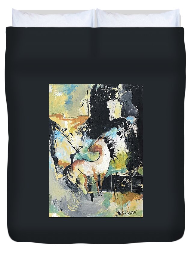 Horse Abstract Duvet Cover featuring the painting Majestic by Elaine Elliott