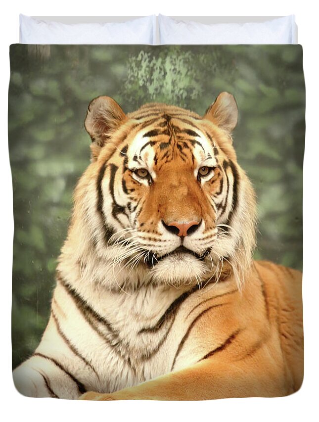 Tiger Duvet Cover featuring the photograph Majestic by Lens Art Photography By Larry Trager