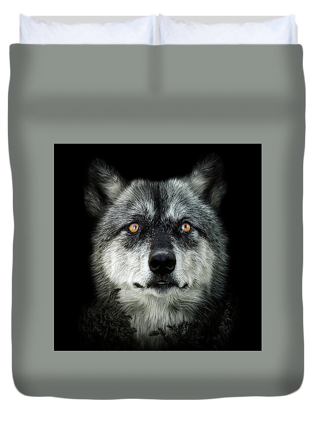 Wolf Duvet Cover featuring the digital art Majestic by Maggy Pease
