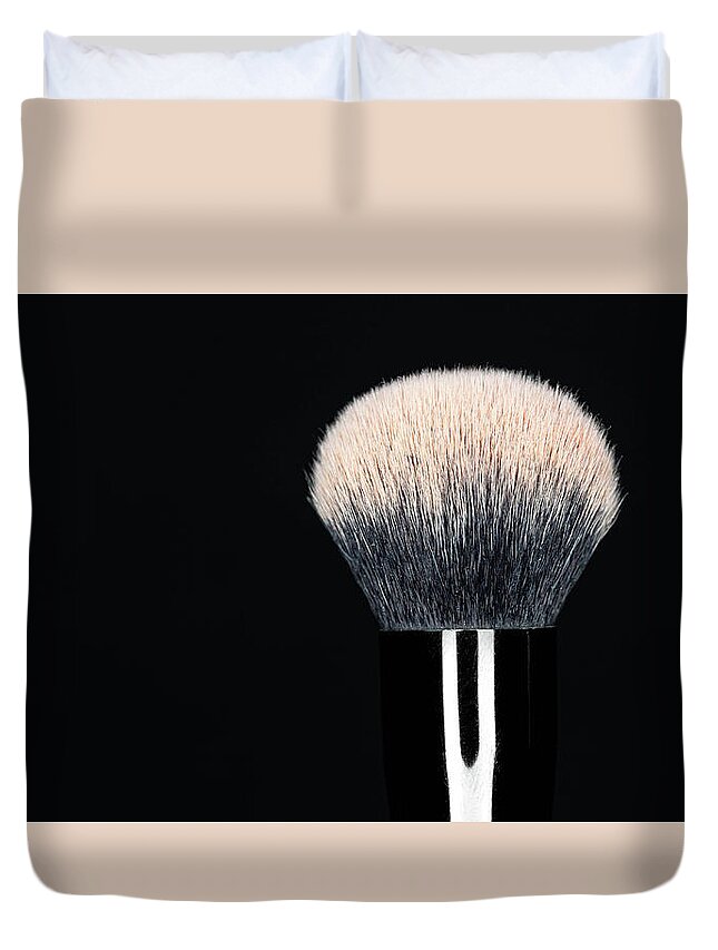 Brush Duvet Cover featuring the photograph Makeup Brush Pink by Amelia Pearn