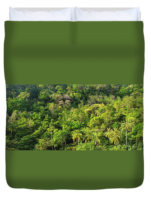 Panorama Duvet Cover featuring the photograph Malaysian jungle by Sonny Ryse