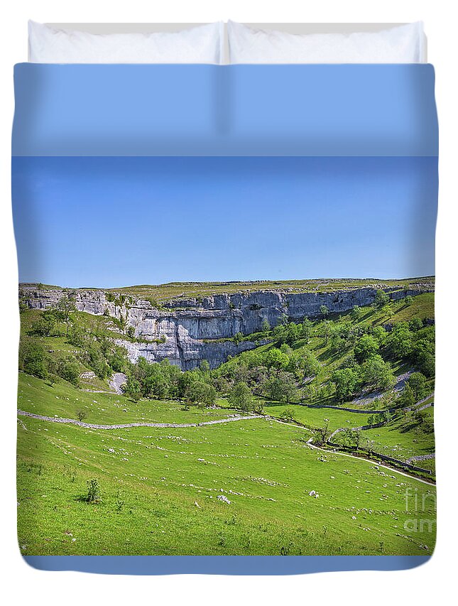 Cliff Duvet Cover featuring the photograph Malham Cove by Tom Holmes Photography