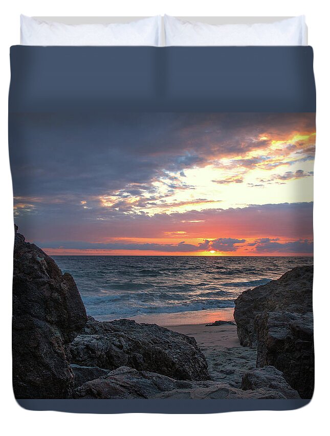 Beach Duvet Cover featuring the photograph Malibu Winter Sunset by Matthew DeGrushe