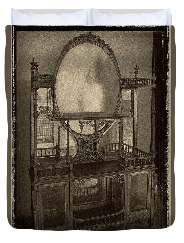 Man Duvet Cover featuring the photograph Man in the Mirror by M Kathleen Warren