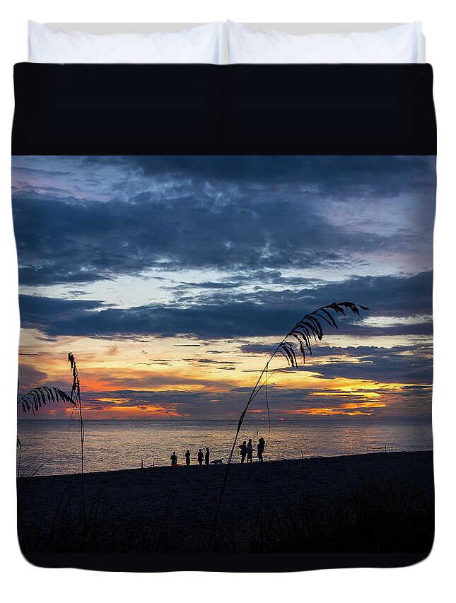 Beach Duvet Cover featuring the photograph Manasota Beach Evening by Russ Burch