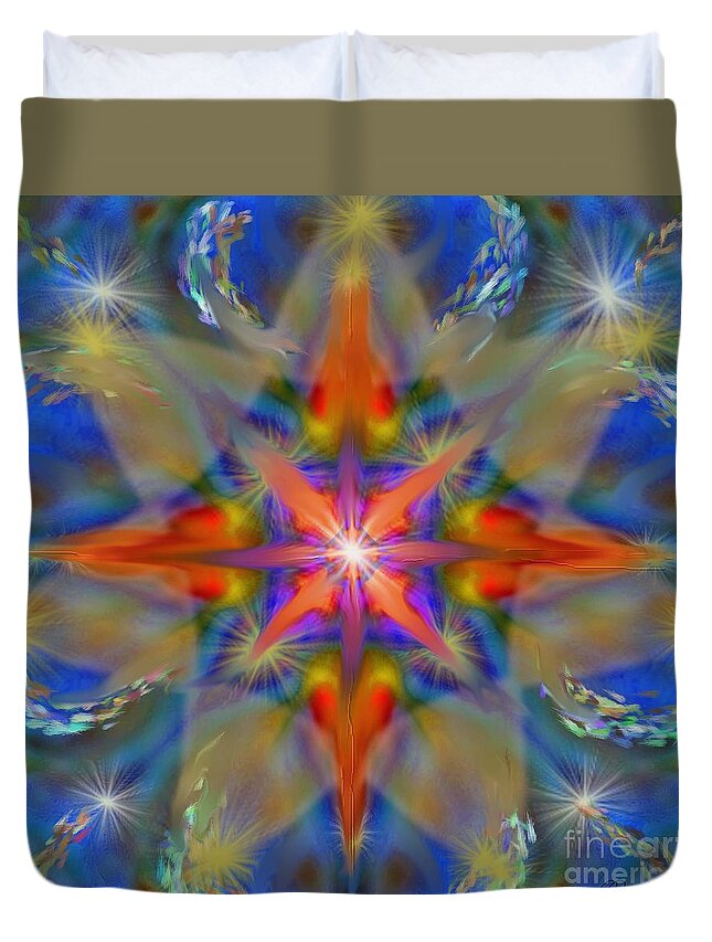Mandala Duvet Cover featuring the painting Mandala 6 23 20 by Hidden Mountain