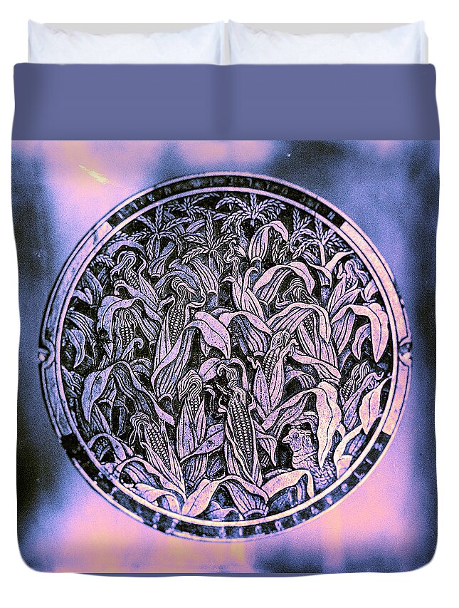 Manhole Cover Duvet Cover featuring the photograph Manhole Cover 2 - State 2 by Dominic Piperata