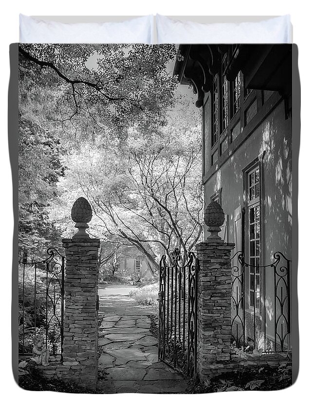 Georgia Duvet Cover featuring the photograph Manor House Gate by Cindy Robinson