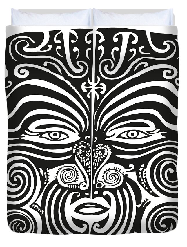Maori Moko Design Duvet Cover featuring the digital art Maori Moko by Eclectic at Heart