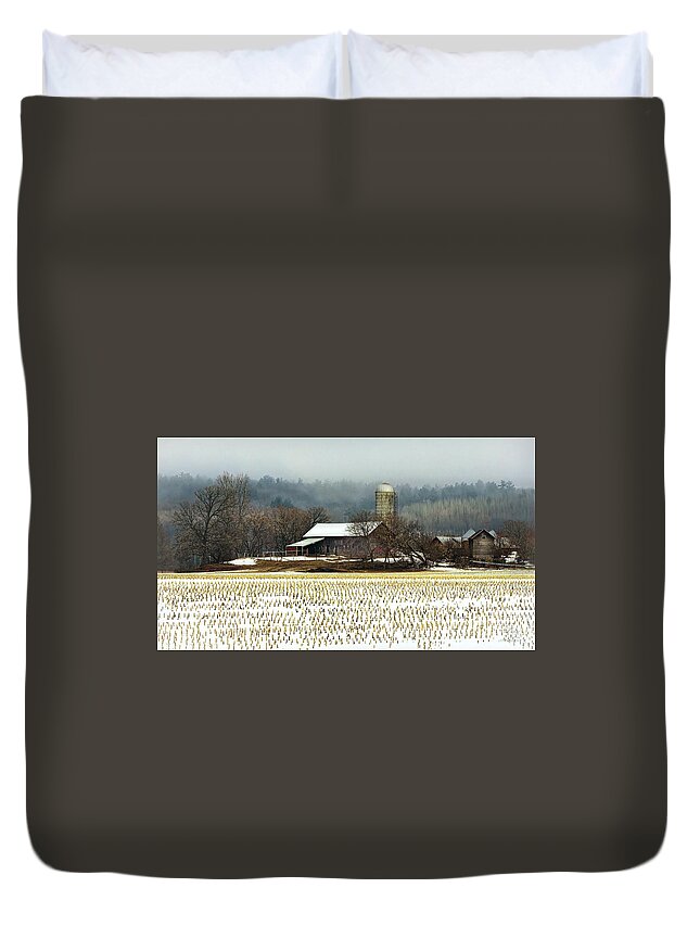 Landscape Duvet Cover featuring the photograph March Fog on Trace Creek by Trey Foerster