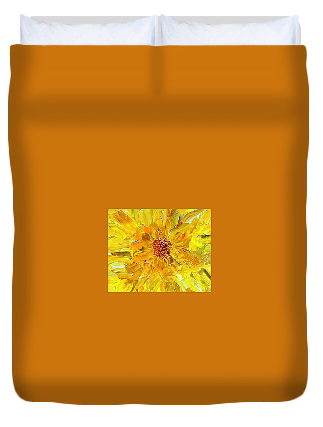 Marigold Duvet Cover featuring the painting Marigold Inspiration 2 by Teresa Moerer