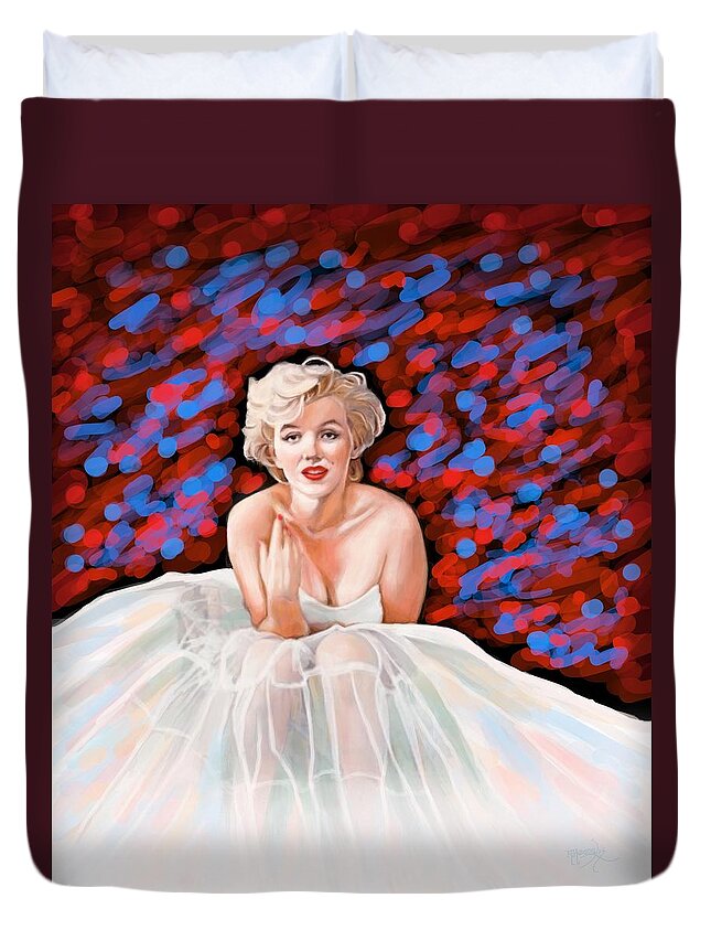 Marilyn Monroe Duvet Cover featuring the painting Marilyn Monroe 2 by Maria Modopoulos