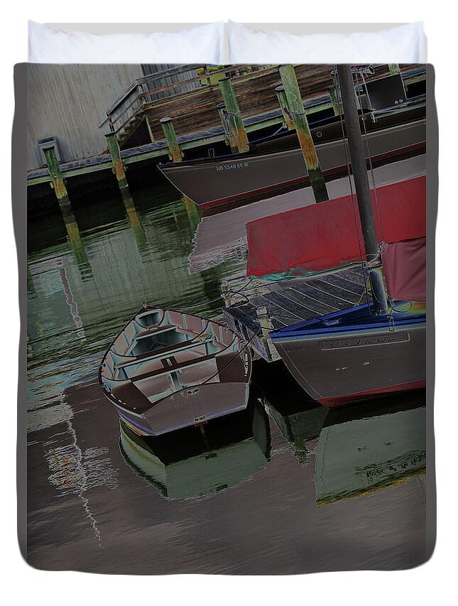 Water Duvet Cover featuring the photograph Marina 3848 by Carolyn Stagger Cokley