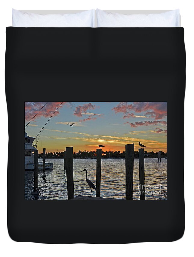 Sunset Duvet Cover featuring the photograph Marina Sunset by Joseph Keane