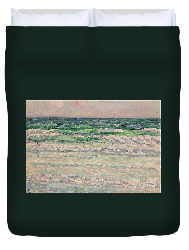 Rysselberghe Duvet Cover featuring the painting Marine, 1908 by Theo van Rysselberghe by Theo van Rysselberghe