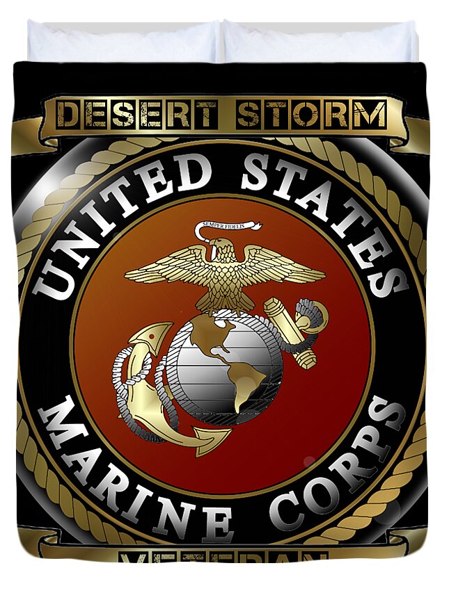 United Duvet Cover featuring the digital art Marine Desert Storm Veterans by Bill Richards
