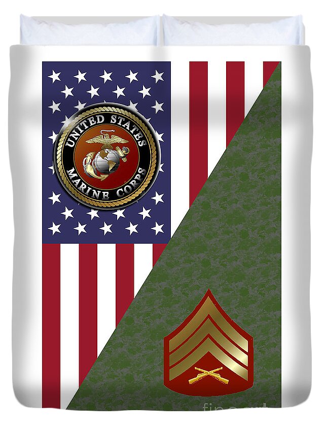United Duvet Cover featuring the digital art Marine Sergeant by Bill Richards