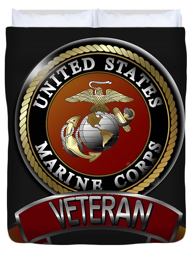 Marines Duvet Cover featuring the digital art Marine Veteran by Bill Richards