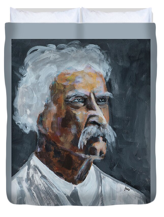 Mark Twain Duvet Cover featuring the painting Mark Twain by Mark Ross