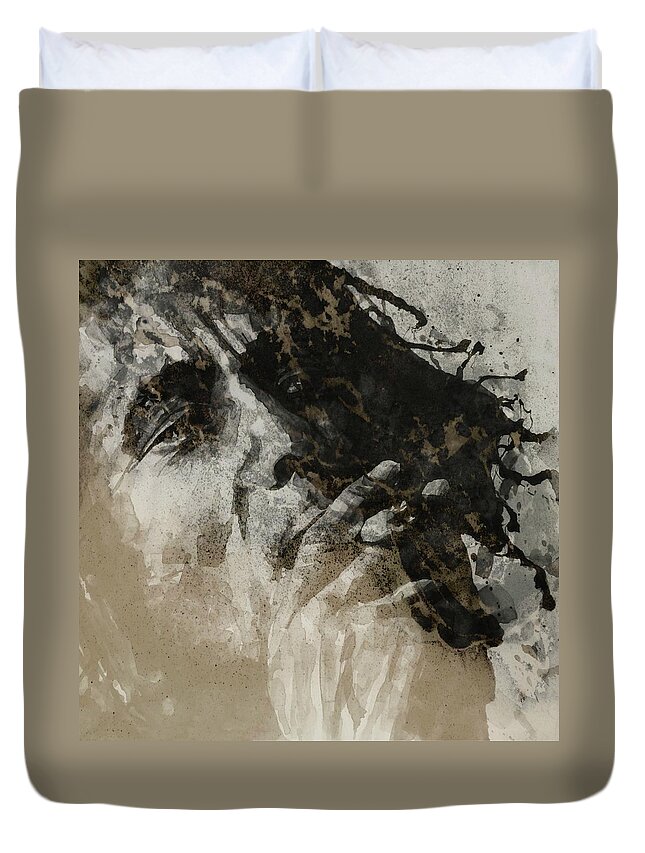 Bob Marley Art Duvet Cover featuring the mixed media Marley by Paul Lovering