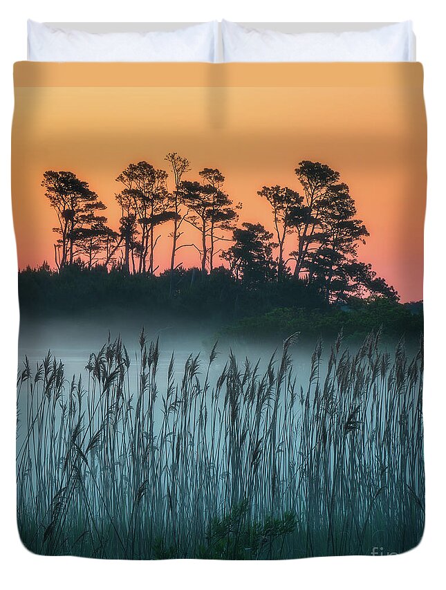 Chiconteague Duvet Cover featuring the photograph Marsh at sunrise by Izet Kapetanovic