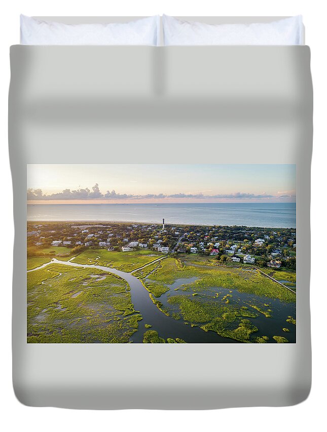 Charleston Duvet Cover featuring the photograph Marsh Glow Sullivan's Island by Donnie Whitaker
