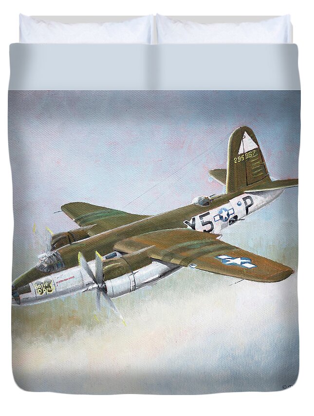Aviation Duvet Cover featuring the painting Martin B-26B Marauder by Douglas Castleman