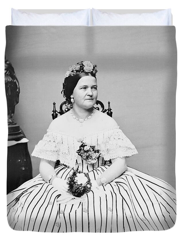 Mary Todd Lincoln Duvet Cover featuring the photograph Mary Todd Lincoln Portrait - Circa 1861 by War Is Hell Store