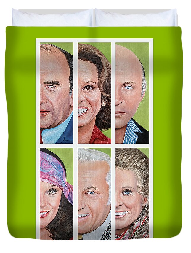 Mary Tyler Moore Show Duvet Cover featuring the painting Mary Tyler Moore Show - Set Two by Vic Ritchey