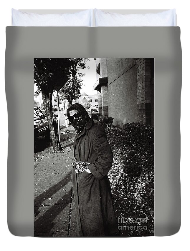 Street Photography Duvet Cover featuring the photograph Masked by Chriss Pagani