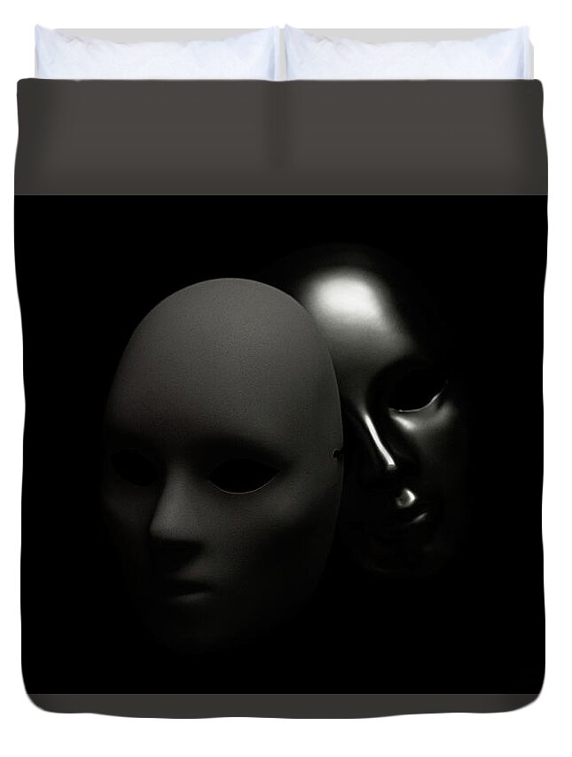 Mask Duvet Cover featuring the photograph Masks by Amelia Pearn