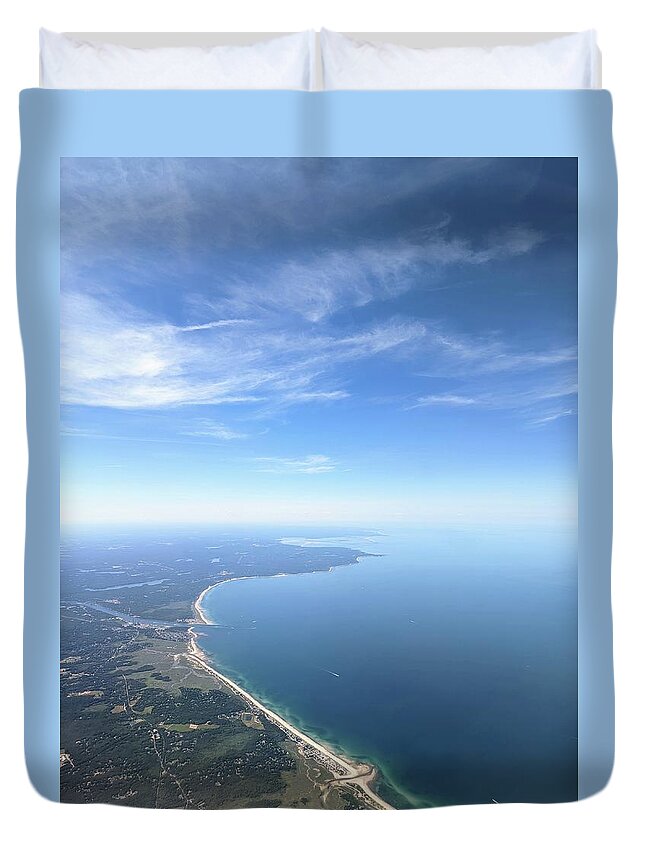 Aerial Photography Duvet Cover featuring the photograph Mass Coast Skies by Annalisa Rivera-Franz