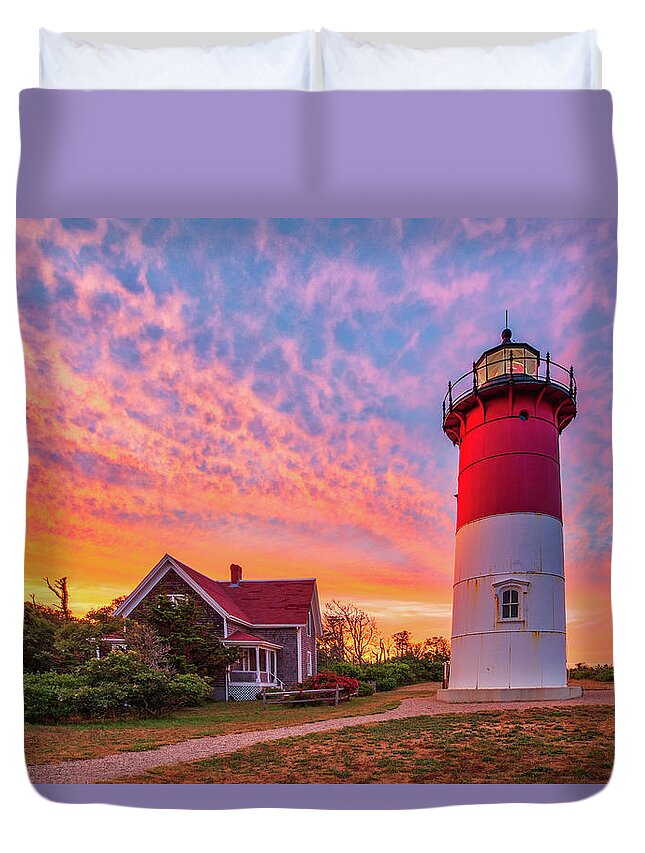 Nauset Lighthouse Duvet Cover featuring the photograph Massachusetts Lighthouse Nauset Beach Light by Juergen Roth