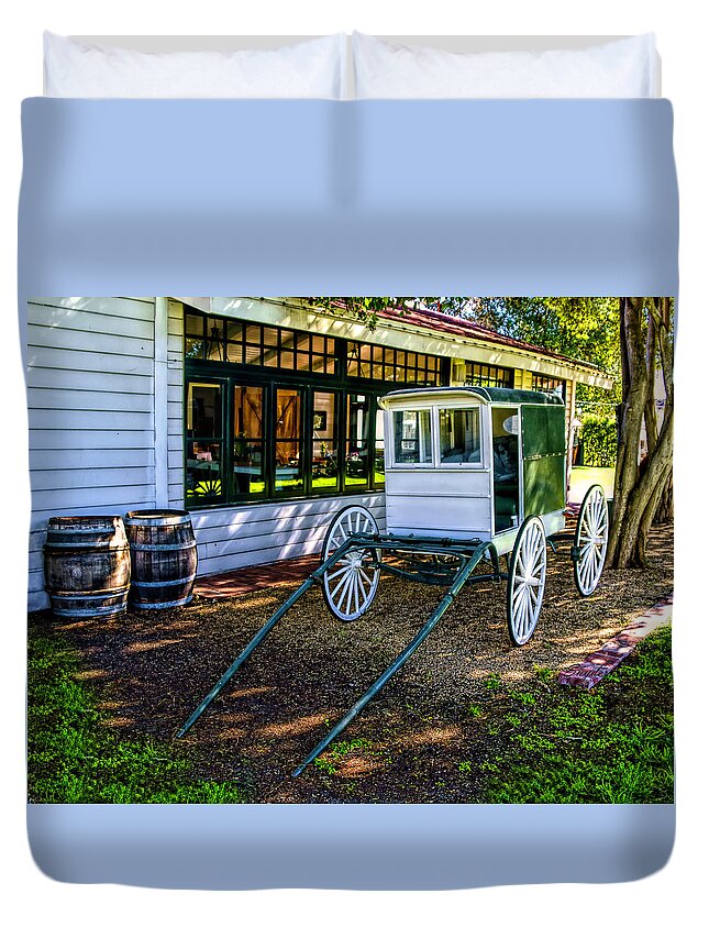 Mattei's Tavern Milk Wagon Duvet Cover featuring the photograph Mattei's Tavern Milk Wagon by Floyd Snyder