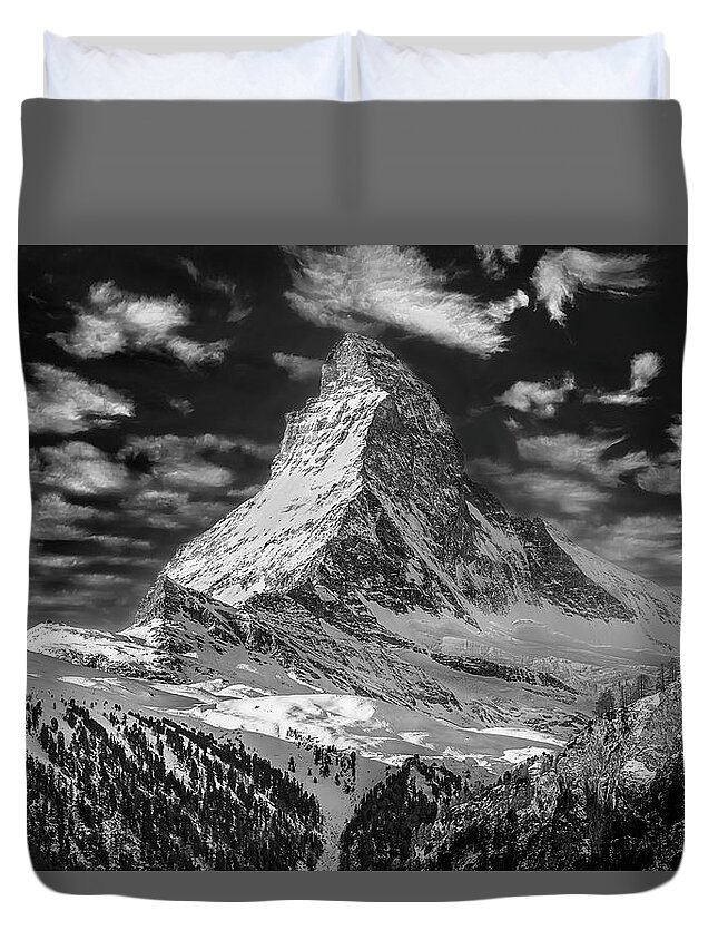 2015 Duvet Cover featuring the photograph Matterhorn in the Clouds by Don Hoekwater Photography