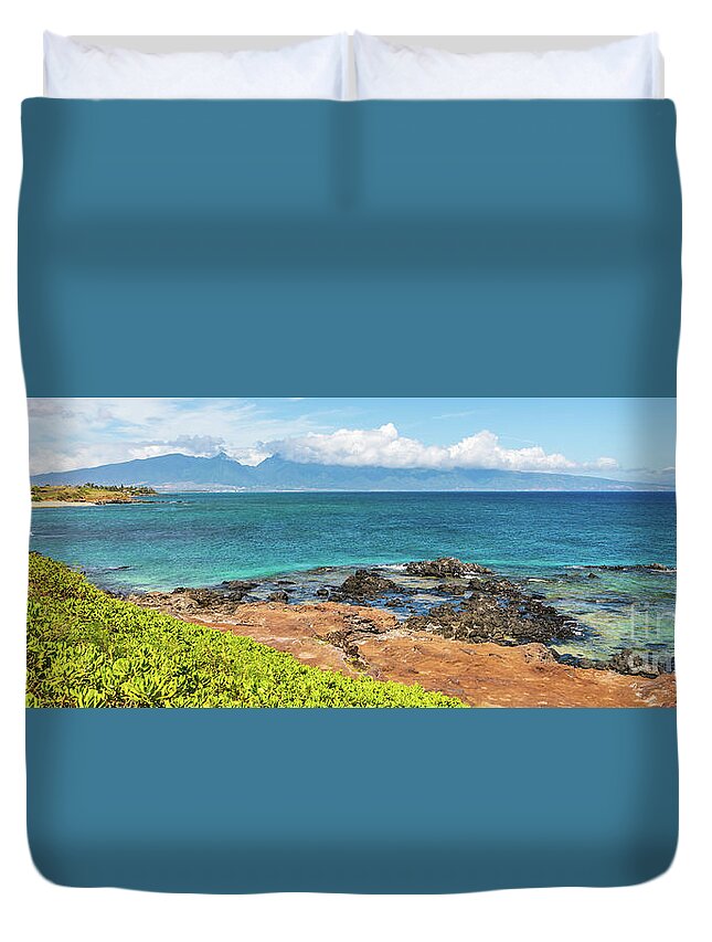 America Duvet Cover featuring the photograph Maui Hawaii Hookipa Beach Park Panorama Photo by Paul Velgos