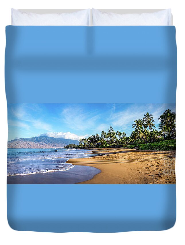 America Duvet Cover featuring the photograph Maui Hawaii Kamaole Beach Park Panorama Photo by Paul Velgos