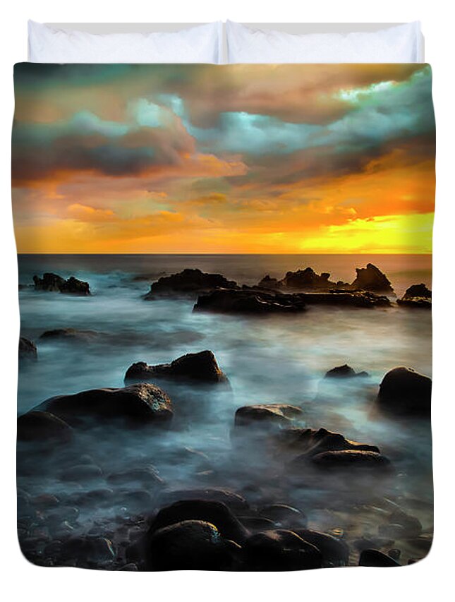 Maui Duvet Cover featuring the photograph Maui Sunset by Gary Johnson