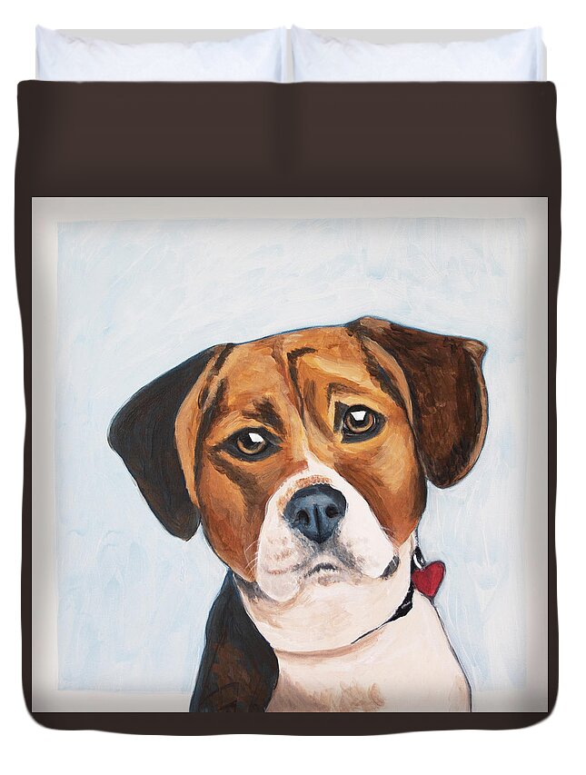 Beagle Duvet Cover featuring the painting Max by Pamela Schwartz